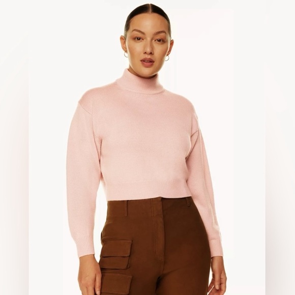 Aritzia Sweaters - Aritzia Wilfred Free XS Harper cropped sweater pink 100% merino wool cozy knit